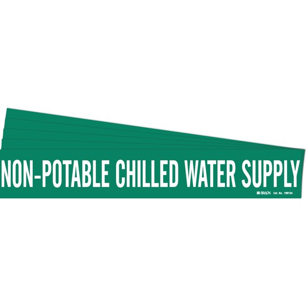 NON-POTABLE CHILLED WATER SUPPLY Pipe Marker Style 1 WT on GN 1 per Card, 5 PK